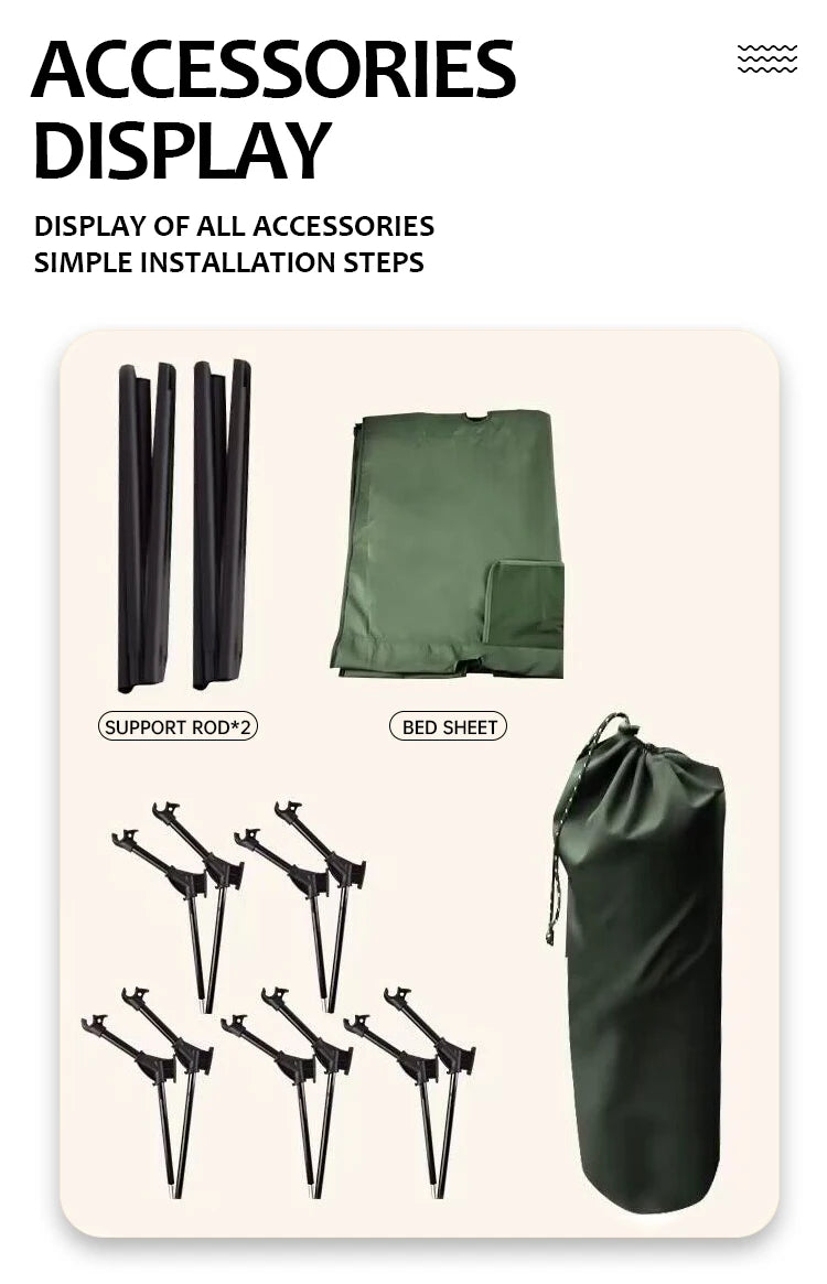 Outdoor Ultralight Camping cot, Hiking Folding Bed, Tent Foldable Bed Marching Bed, Aluminum alloy Single Cot