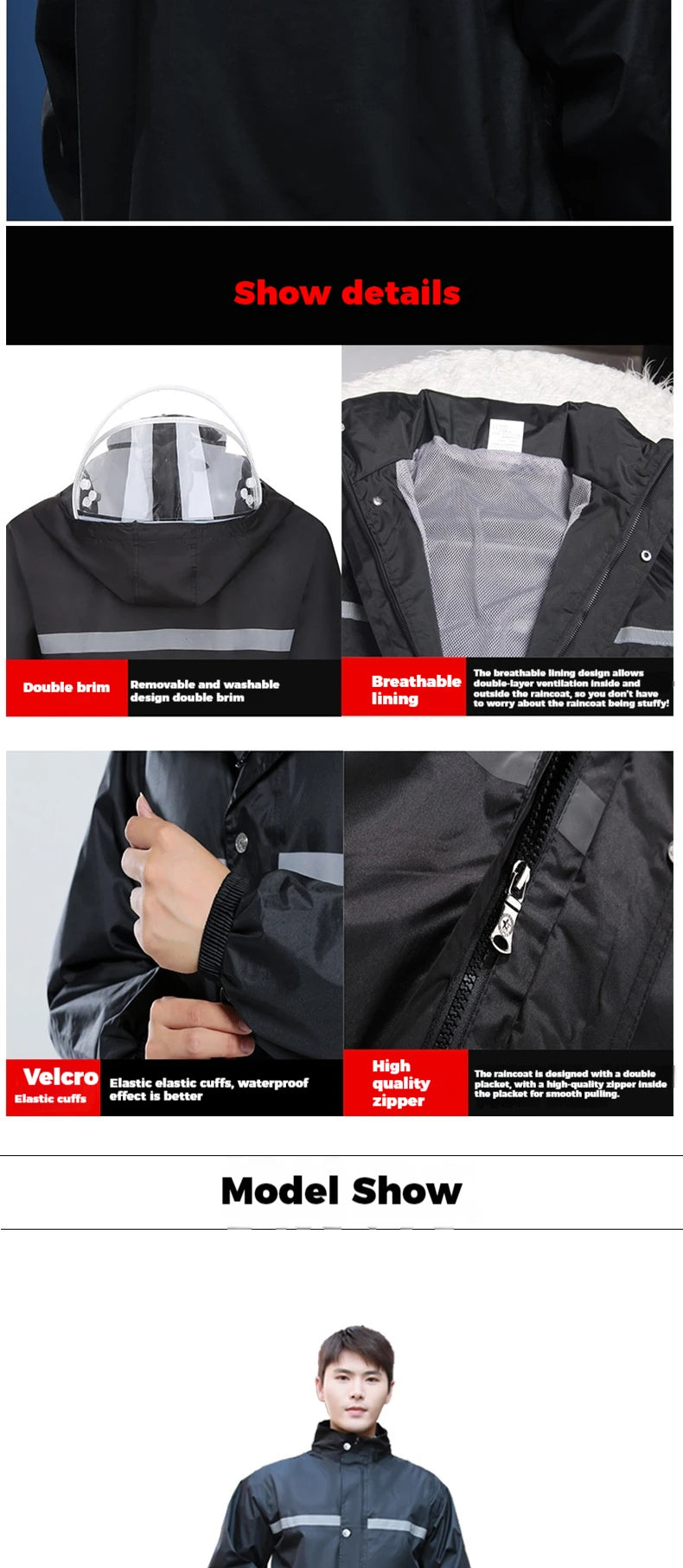 Raincoat and Rainpants Suit Full Body Rainstorm Prevention Electric Bicycle Motorcycle Takeaway Riding Reflective Split Raincoat