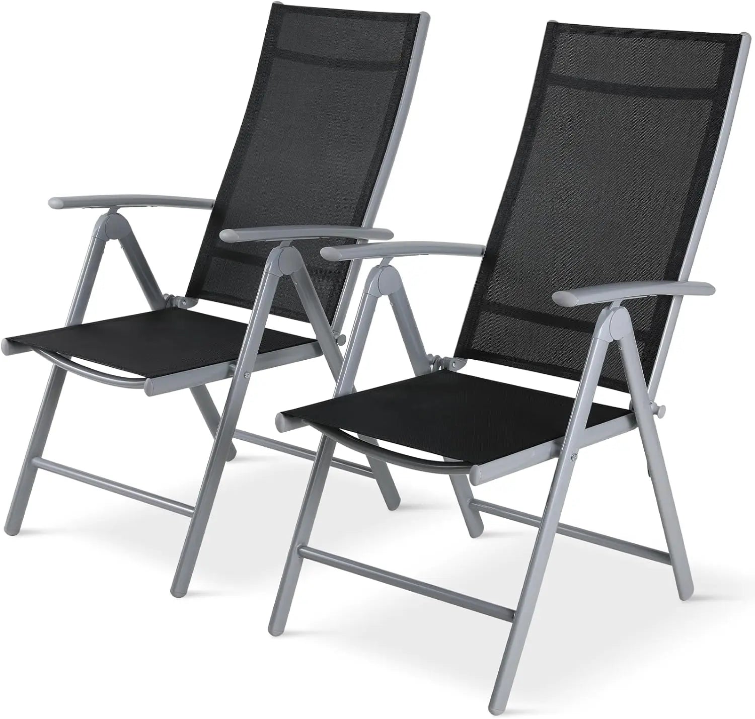 Homfa 2PC Balcony Chairs Set Garden Chairs Folding Chair 7-Way Adjustable Angle, Aluminium Camping Chair, Heavy Duty Load 150kg