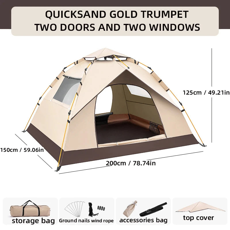 3-4 People Folding Tents, Automatically Opening Camping Tents, Portable Travel Tents, Suitable For Camping And  Hiking