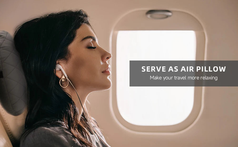 Inflatable Camping Pillow with Removable Washable Cover,Travel Pillow for Neck Support,Hiking,Backpacking,Office,Airplane,Car