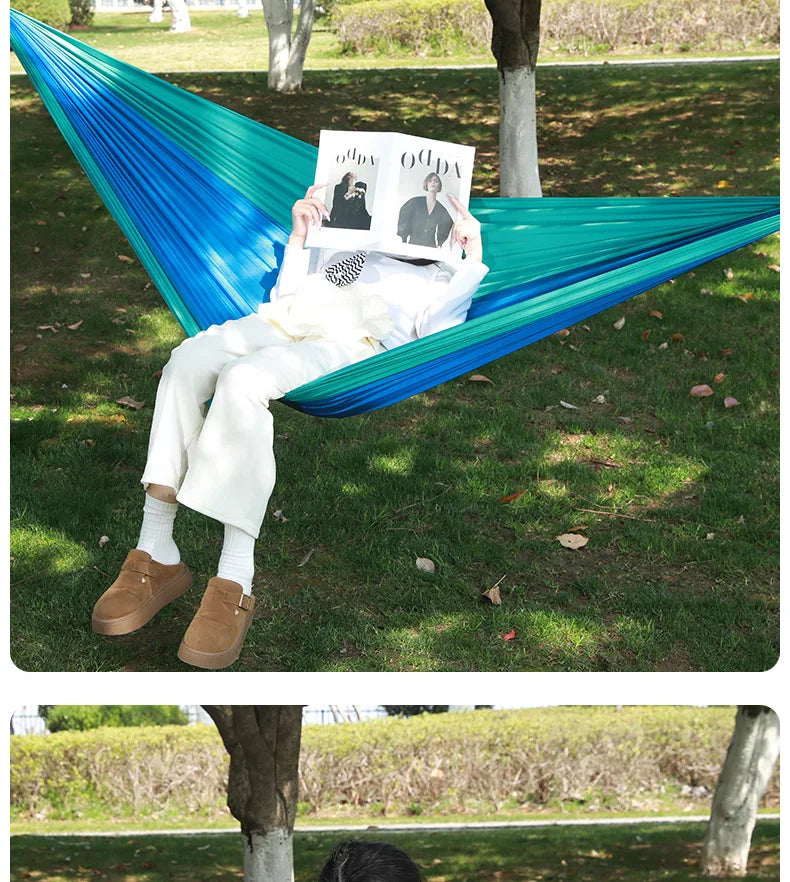 Ultralight Outdoor Hammock – Portable, Anti-Rollover, High Weight Capacity, Parachute Fabric Camping Double Hammock