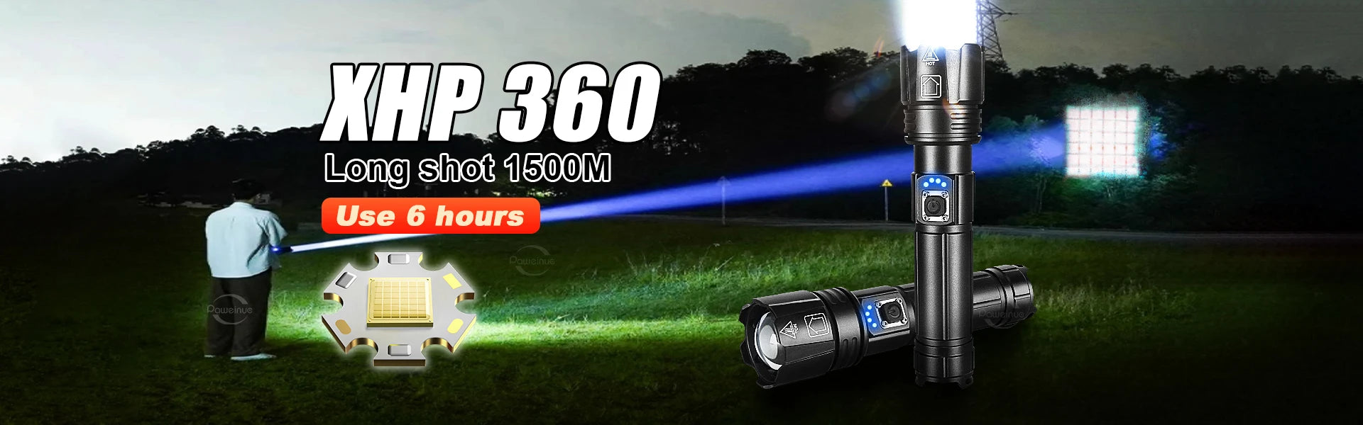 Powerful Flashlights Rechargeable LED Flash Lights Battery Display Hand Lantern Waterproof Lamps Outdoor Adventure Camping Torch