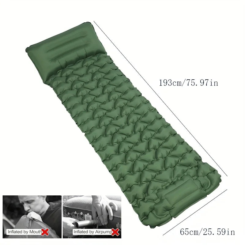 Sleeping Pad for Camping-Upgraded Ultralight Inflatable Air Mattress with Pillow,  Air Mattress One Second Deflation