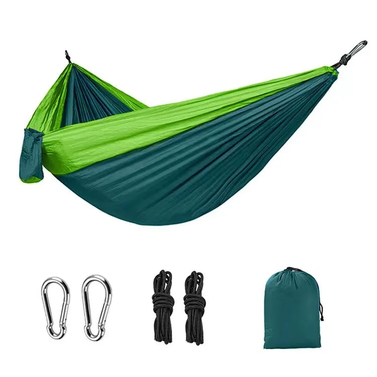 Outdoor Camping Hammock with Hanging Straps for Backpacking Travel Beach Yard and Garden Nylon Parachute Portable Hanging Bed