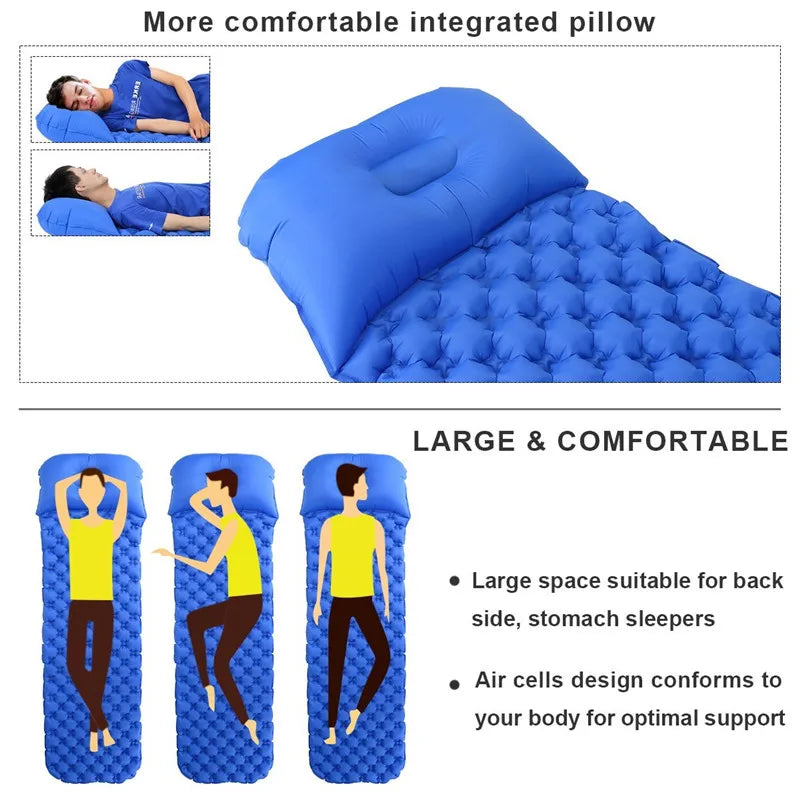 Sleeping Pad Ultralight Inflatable Sleeping Pad for Camping,Ultralight Waterproof Sleeping Mat W/Pillow Hammock Mate air sofa