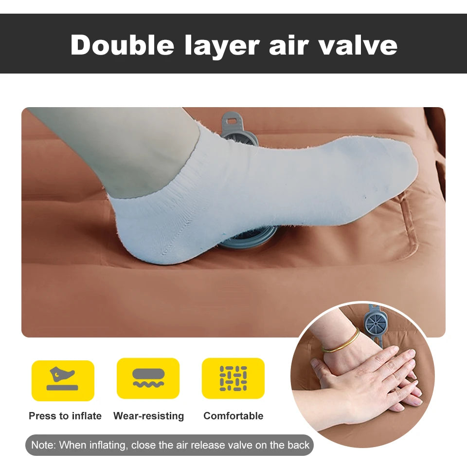 PACOONE 10Cm Thicken Sleeping Pad Ultralight Self-inflating Air Mattress Splicing Bed Beach Picnic Mat Camping Tent Air Cushion