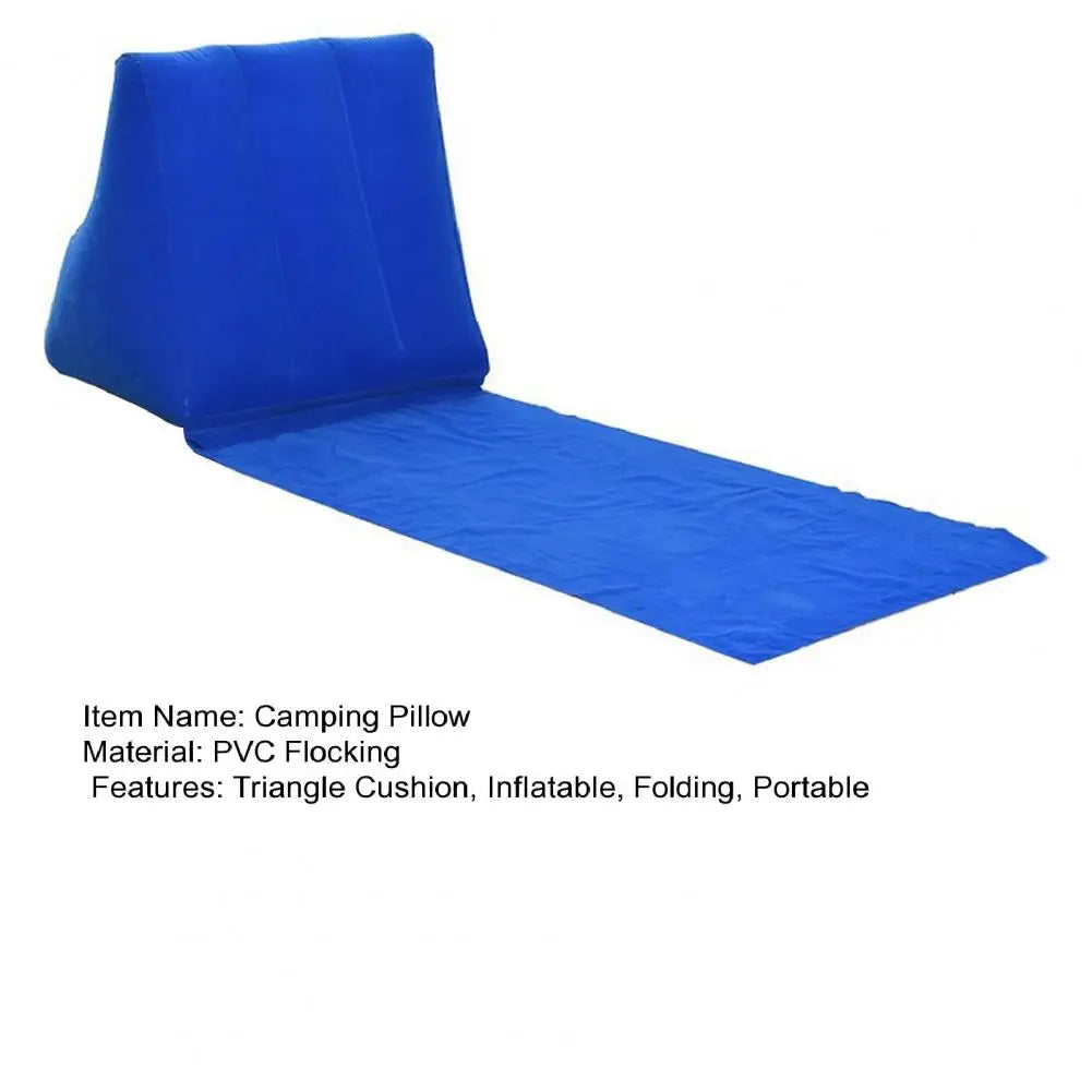 Outdoor Camping Pillow Triangular Cushion PVC Flocking Inflatable Pillow Folding Summer Beach Lying Pillow Travel Equipment Tool