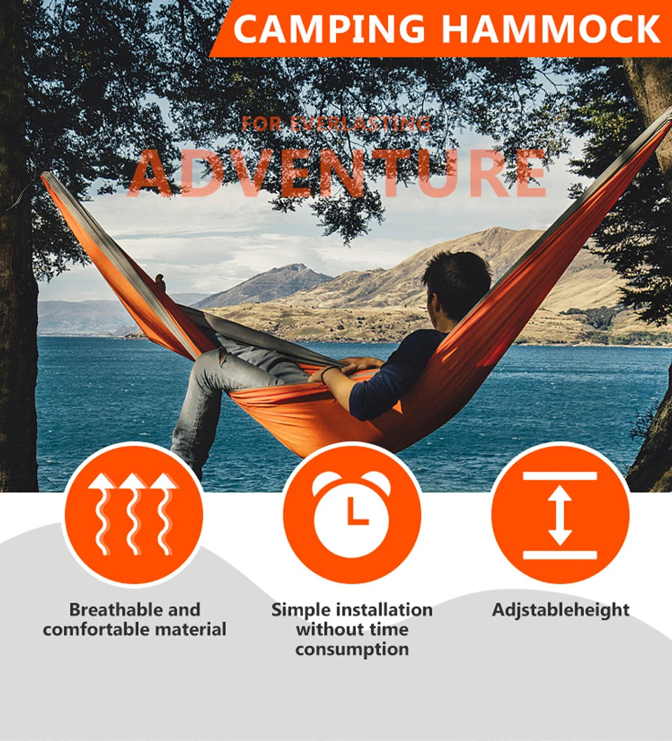 Outdoor Camping Hammock Portable Hammock Single or Double Hammock Camping Accessories Indoor Garden Yard Hammock Swing Travel