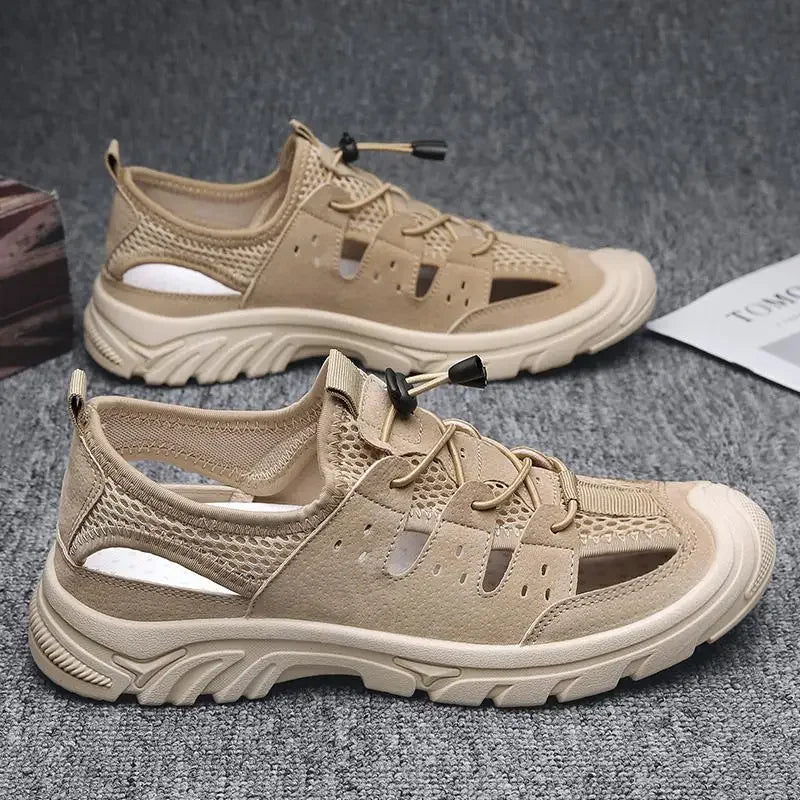 2025 Barefoot Beach Shoes Camping Travel Baotou Sandals Men's Outerwear Trendy Cool Slippers Mesh Quick Drying Sports Sweatproof