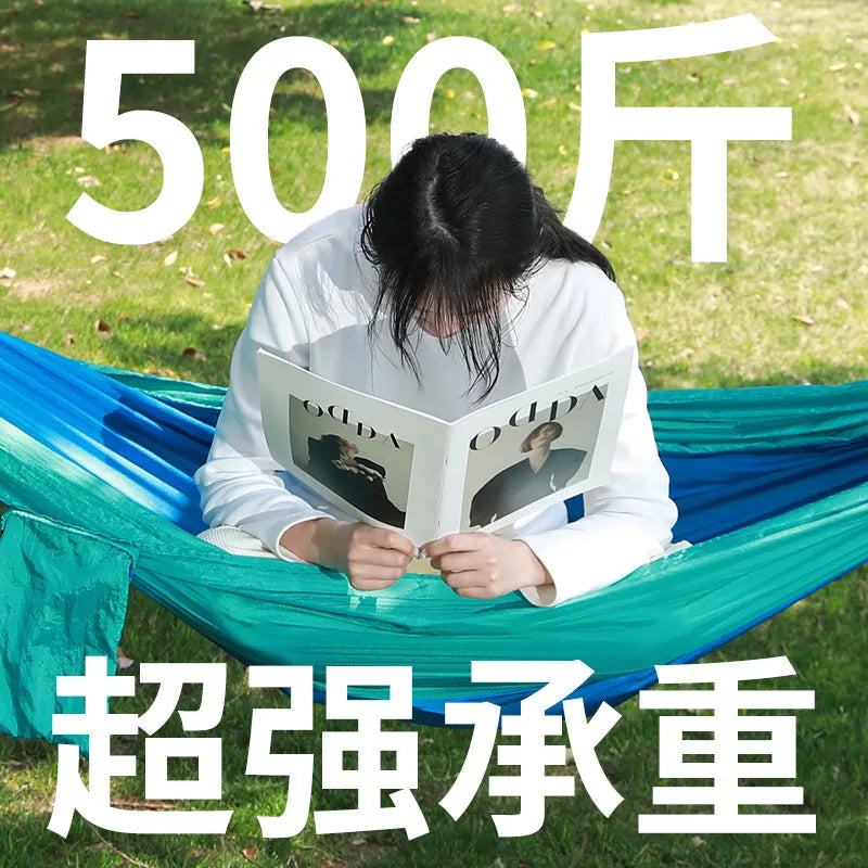 Ultralight Outdoor Hammock – Portable, Anti-Rollover, High Weight Capacity, Parachute Fabric Camping Double Hammock