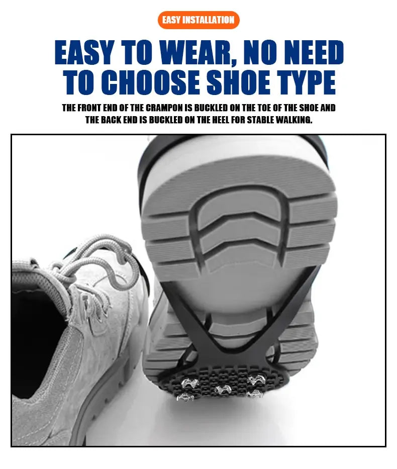 1 Pair 5 Studs Anti-Skid Ice Snow Camping Walking Shoes Winter Safety Boots Universal Professional Climbing Crampons