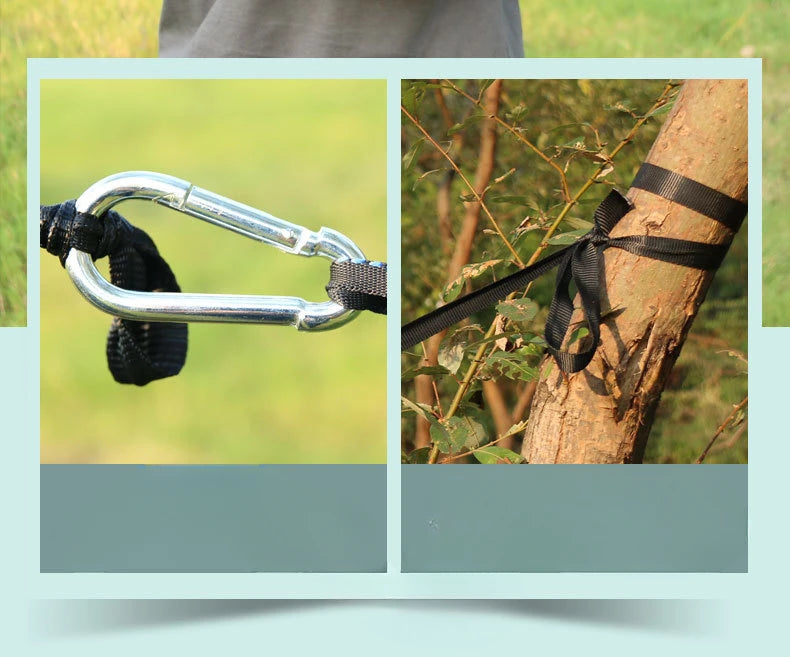 Camping hammock with net, lightweight and portable hammock, large capacity, anti rollover, suitable for backyard and hiking