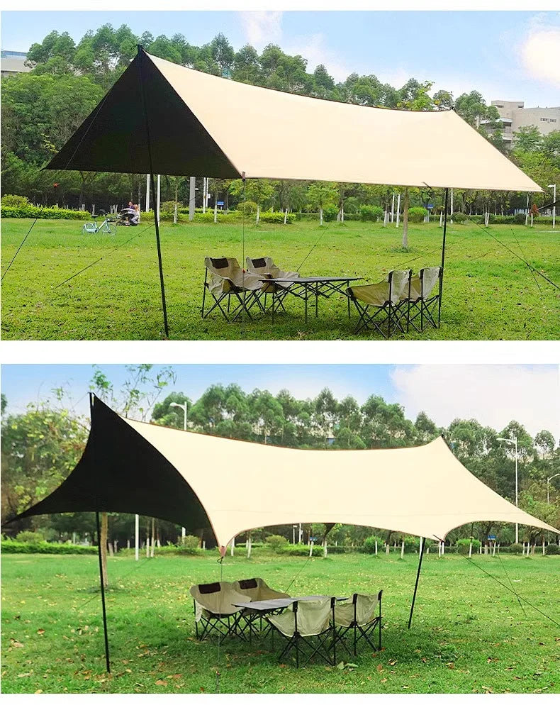 Canopy tent outdoor camping shade hexagonal vinyl coated silver thickened curtain sun protection pergola camping picnic equipmen