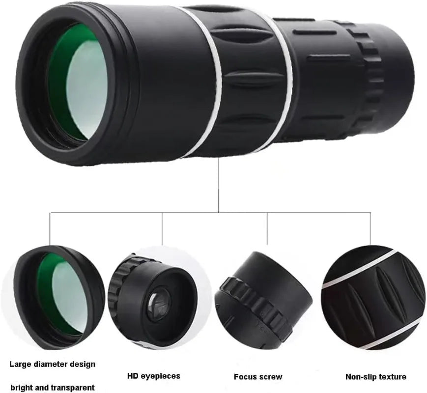 16x52 Monocular Binoculars Dual Focal Length Optical Zoom Binoculars for Birdwatching/Wildlife/Hunting/Camping/Hiking/Traveling
