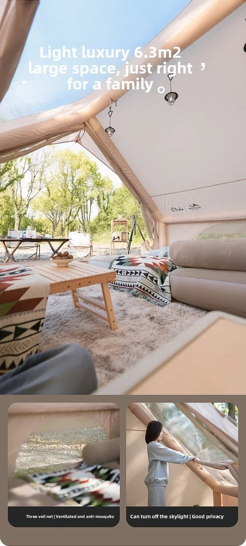 Outdoor Camping Automatic Inflatable Tent Outdoor Cabin Thickened Camping Rainproof Exquisite Camping 3-4 People Park Picnic