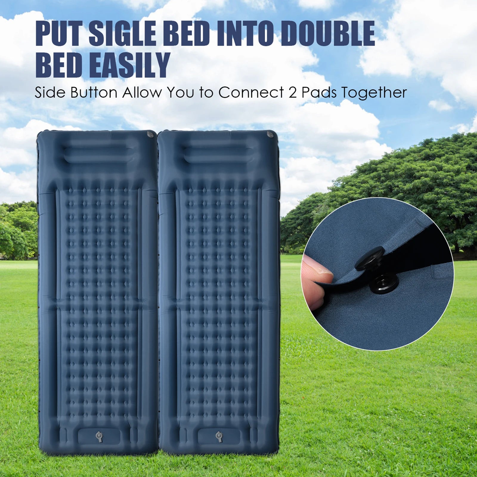 Inflatable Sleeping Pad 4 Inch Sleeping Pad Mat Air Mattress with Built-in Pump for Camping Backpacking Hiking Traveling Tent