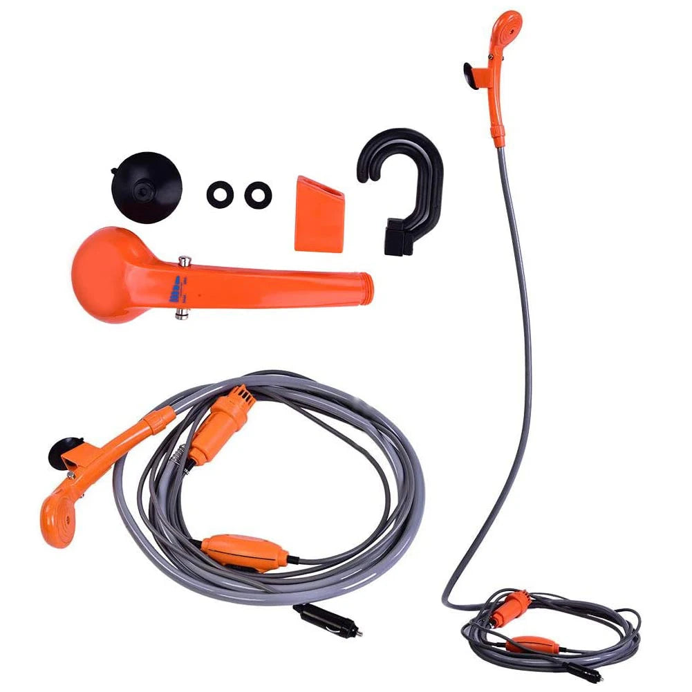 Camping Shower Outdoor Shower Portable Shower 12V Car Plug Outdoor Portable Vehicle Mounted Shower Kit for Camping Travel
