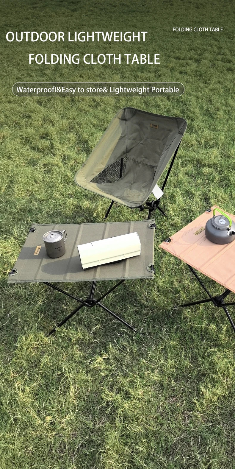 TARKA Camping Oxford Fabric Table Folding Desk Lightweight Foldable Cloth Tables Outdoor Fishing Picnic Desk Camping Equipment