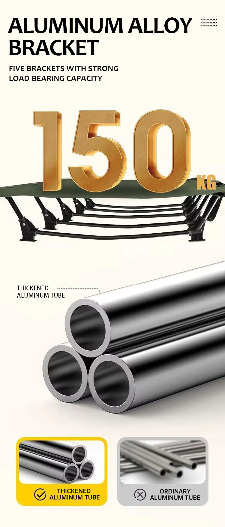 Outdoor Ultralight Camping cot, Hiking Folding Bed, Tent Foldable Bed Marching Bed, Aluminum alloy Single Cot