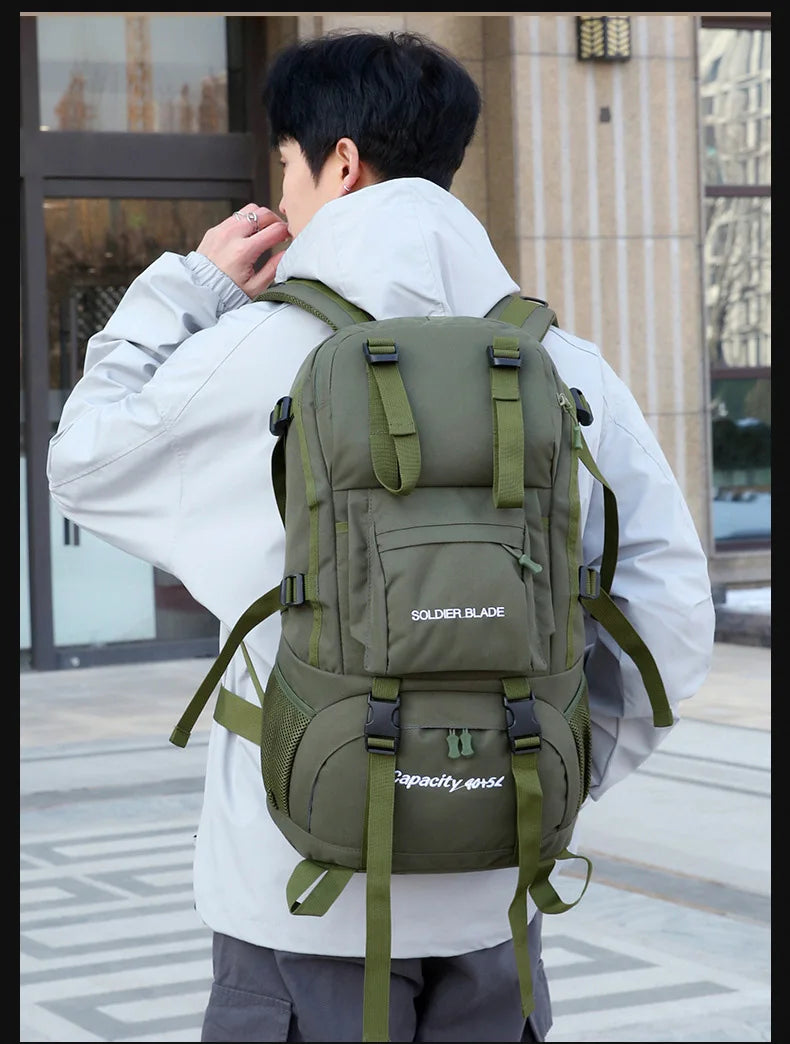 50L Camping Backpack Large Hiking Travel Bags Outdoor Sports Equipment Waterproof Oxford Shoulder Mountain Climbing Rucksack