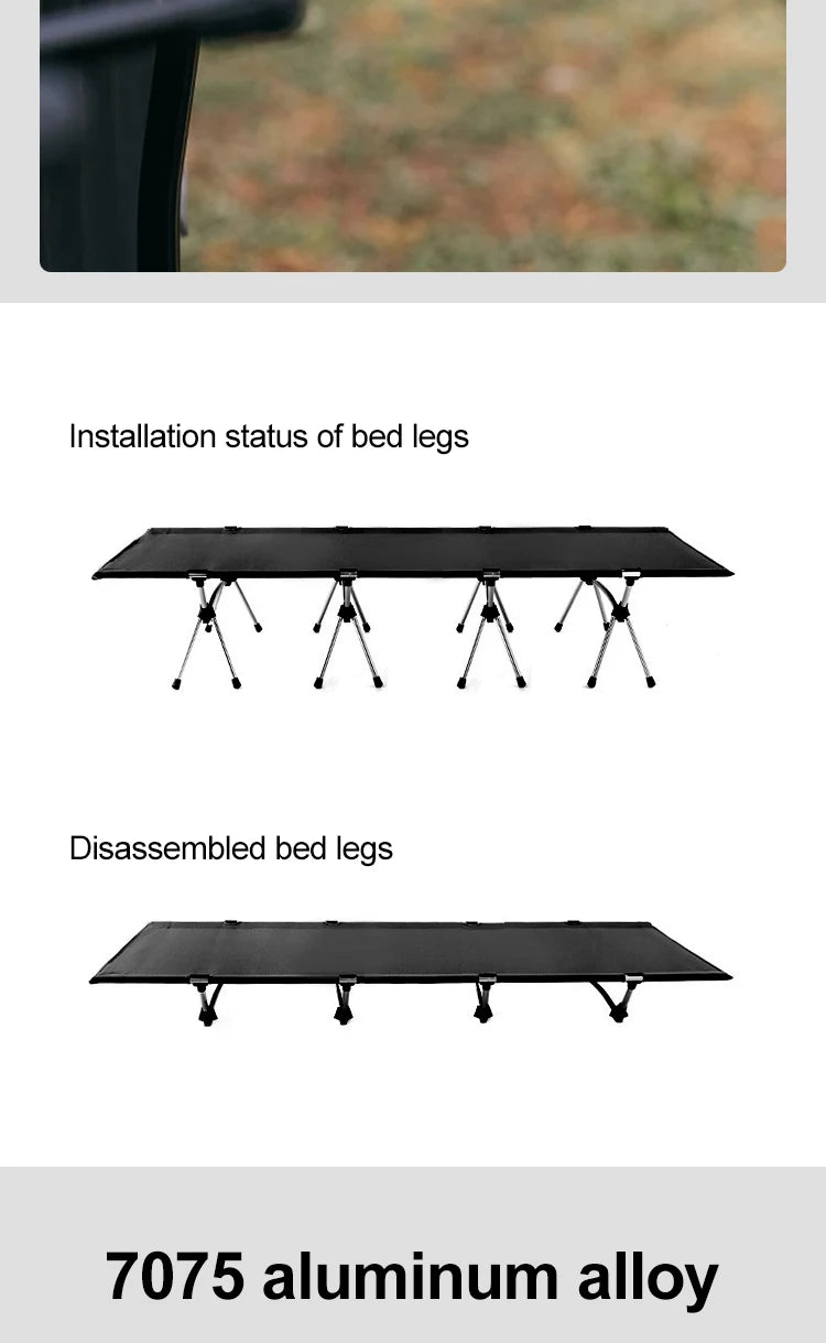 210X80cm 600D Oxford Camping Cot, Portable Folding Bed 210x80cm, 4kg Lightweight, Easy Setup for Outdoor Hiking Travel