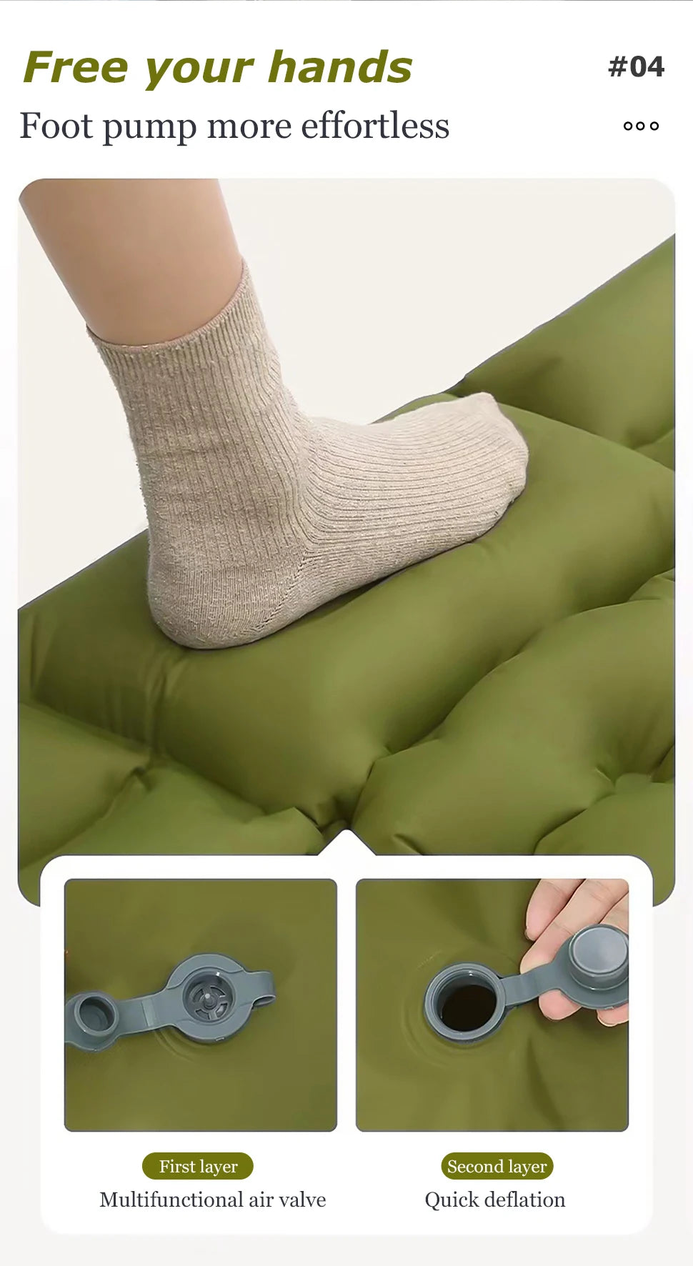 Double Sleeping Pad for Camping Self-Inflating Mat Sleeping Mattress with Pillow for Hiking Outdoor 2 Persons Travel Bed Air Mat