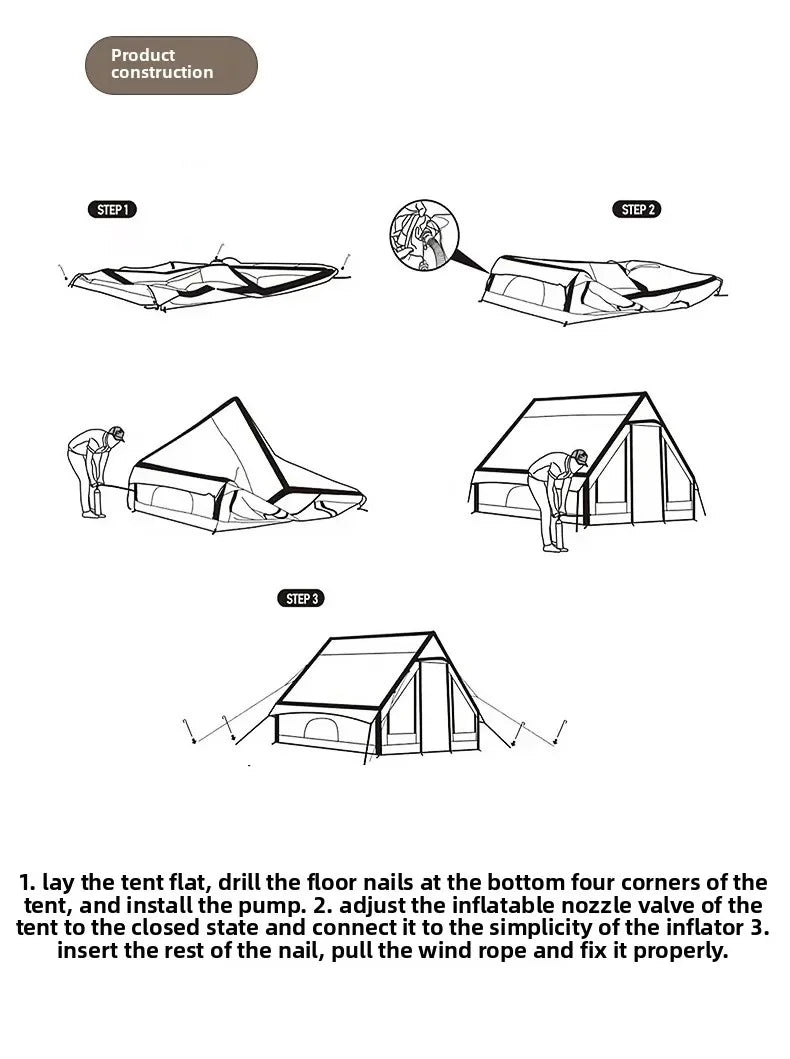 Outdoor Camping Automatic Inflatable Tent Outdoor Cabin Thickened Camping Rainproof Exquisite Camping 3-4 People Park Picnic