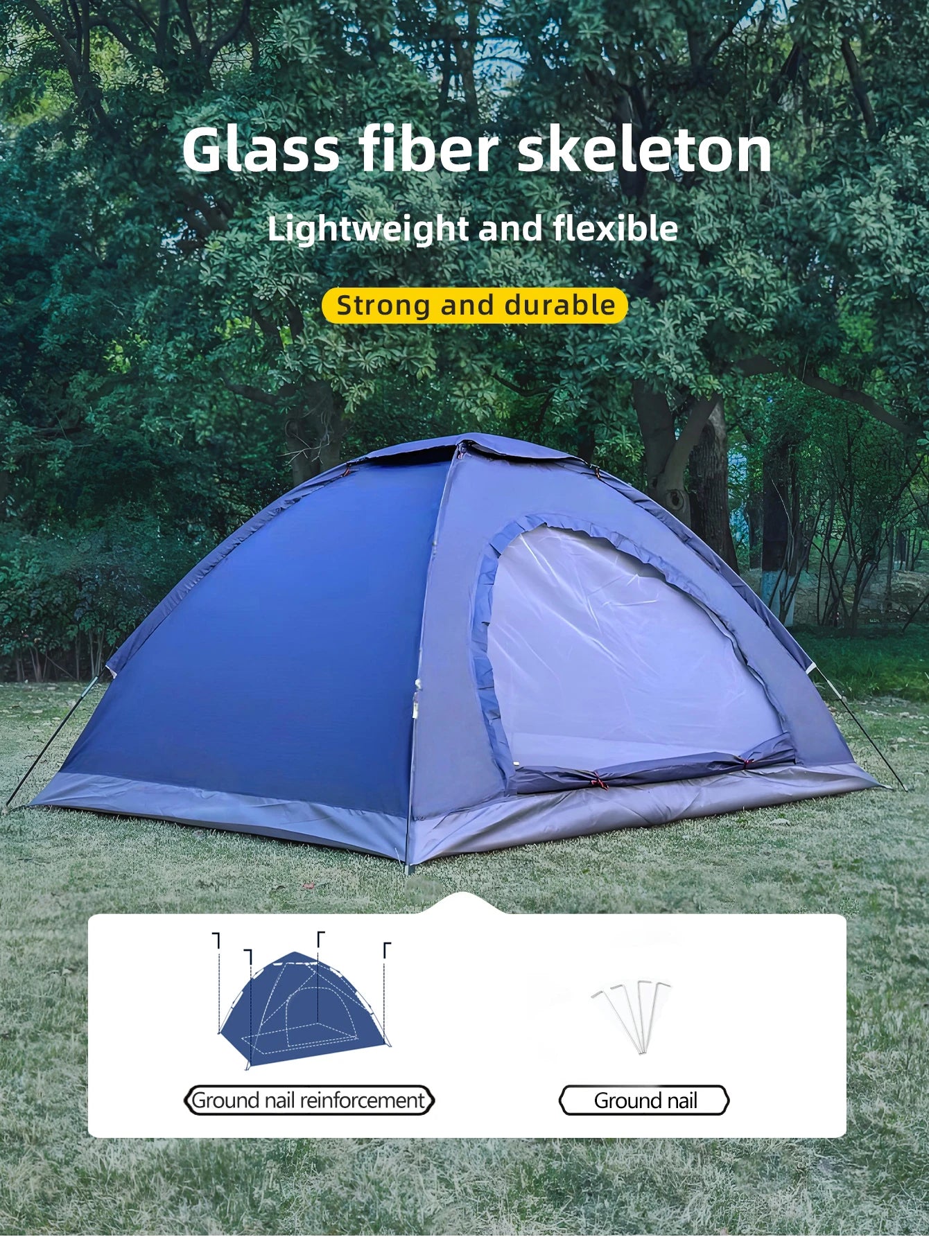 Outdoor camping tent, hand-built rain and sun protection hiking tent, double bed for couples and children, portable windproof