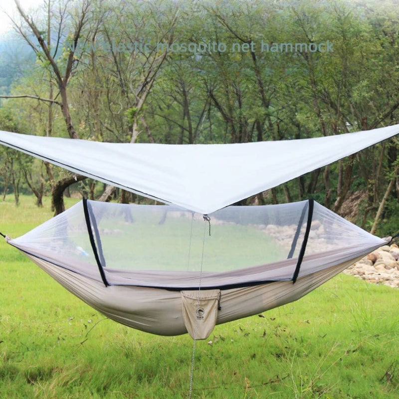 Camping hammock with net, lightweight and portable hammock, large capacity, anti rollover, suitable for backyard and hiking