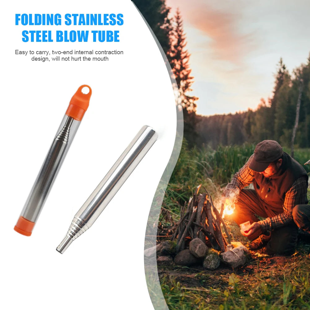 Blow Fire Tube Collapsible Blowing Fire Stick for Outdoor Camping Cooking Tools
