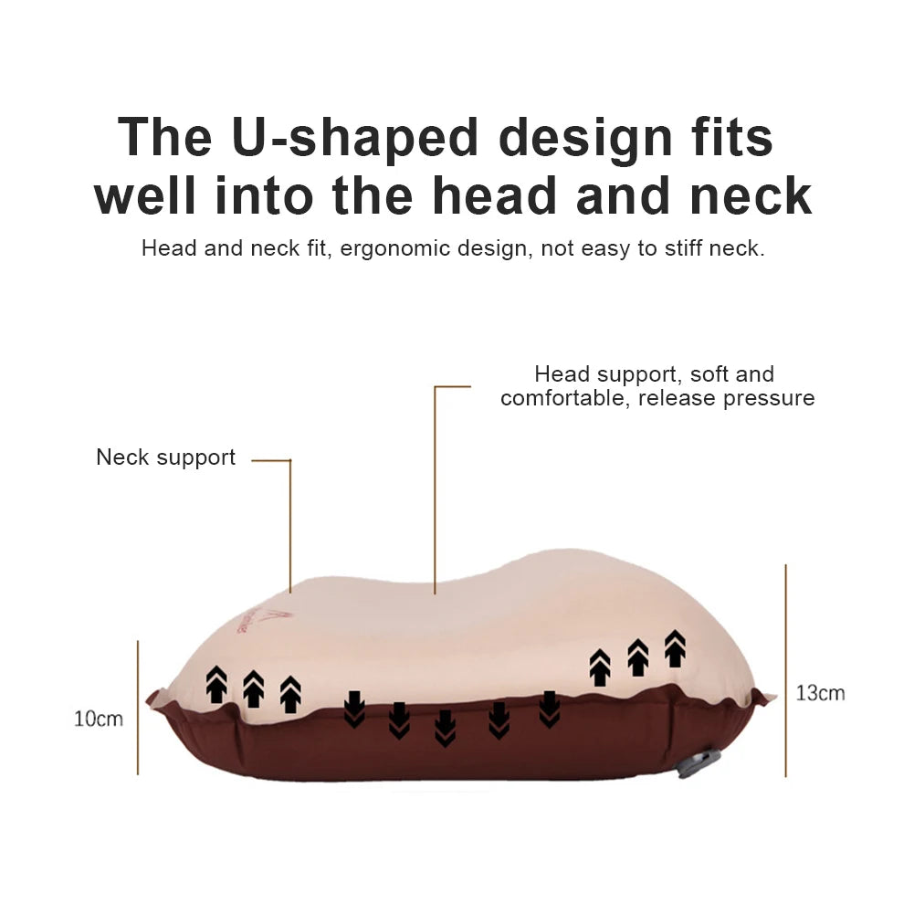 Camping Air Pillow Neck Protect Outdoor Sleeping Pillow Ergonomic Portable Self Inflating Pillow for Car Airplane Train Office