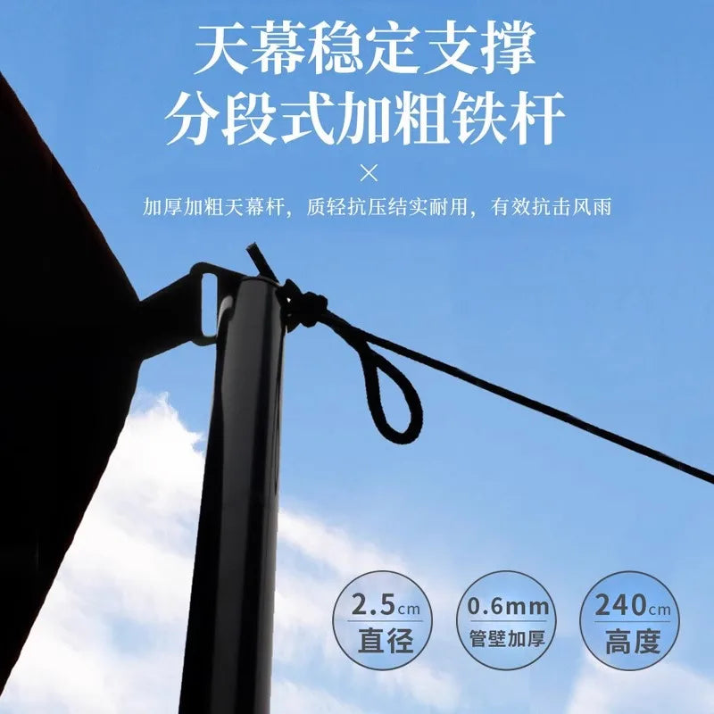 Canopy tent outdoor camping shade hexagonal vinyl coated silver thickened curtain sun protection pergola camping picnic equipmen