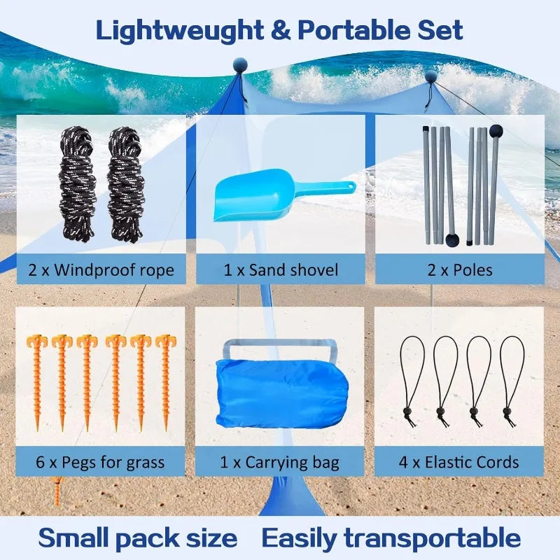 Portable Beach Sun Shade People UV Resistant Camp Bed Tent Sun Shelter Canopy Garden House with Storage Bag for Equipment