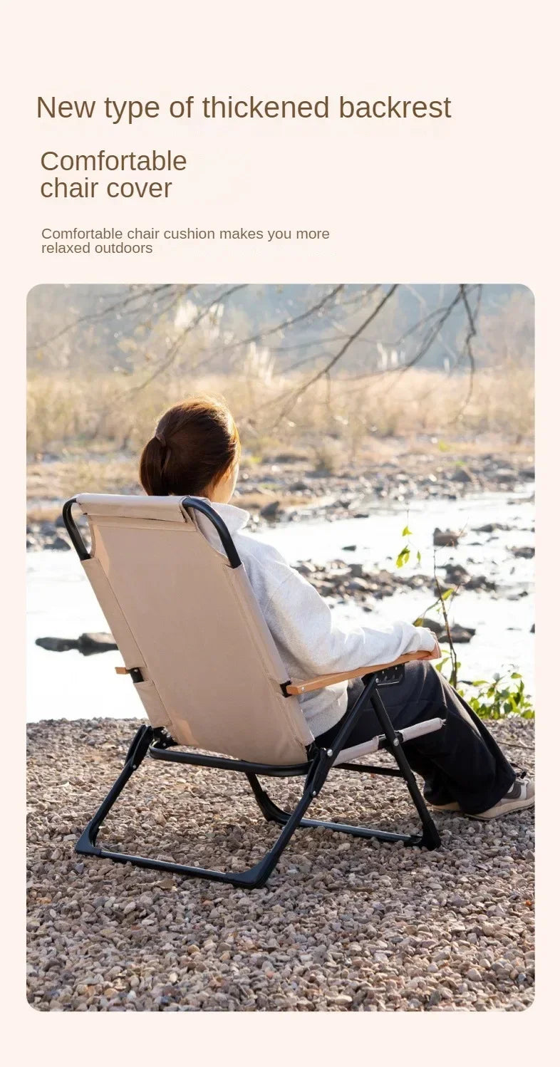 Angle Adjustable Camping Chair with Detachable Pillows,long Camping Chair Fishing Chair Folding for Camping Fishing Hiking