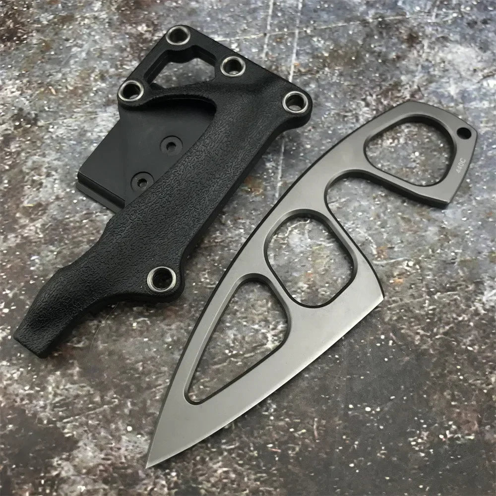 Pocket EDC Necklace Small Fixed Blade Knife 440C Stainless Steel Handle with ABS Sheath Outdoor Tactical Survival Mini Knives