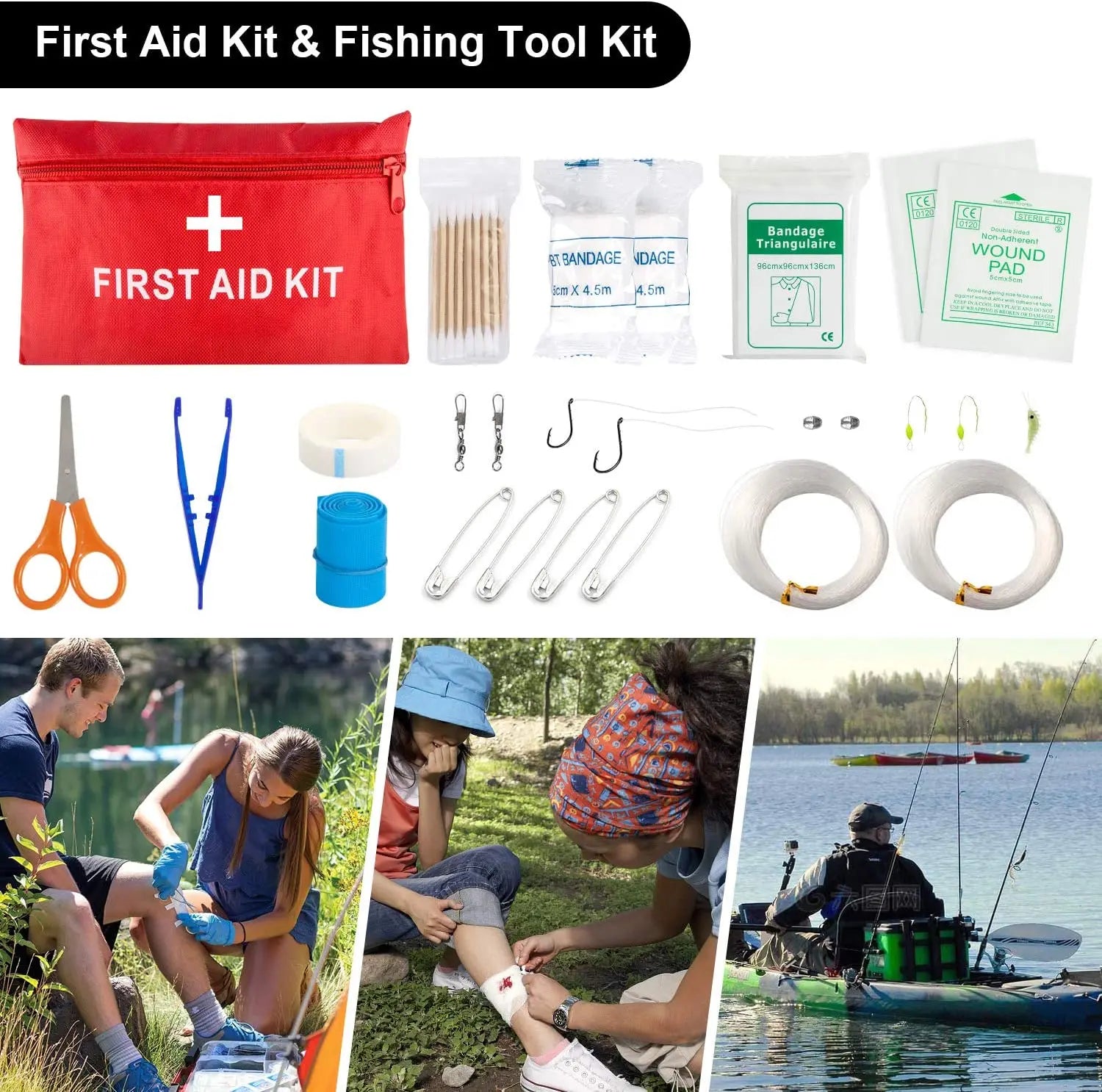 Outdoor Survival Kit: Multifunctional Camping & Hiking Essentials - First Aid Kit Emergency Tactical Gear Set  ﻿