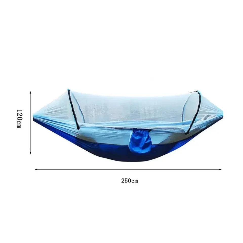 Camping Hammock and Portable Travel Outdoor Hanging Sleeping Hammock with Mosquito Net Single and Double Size Nylon Fabric