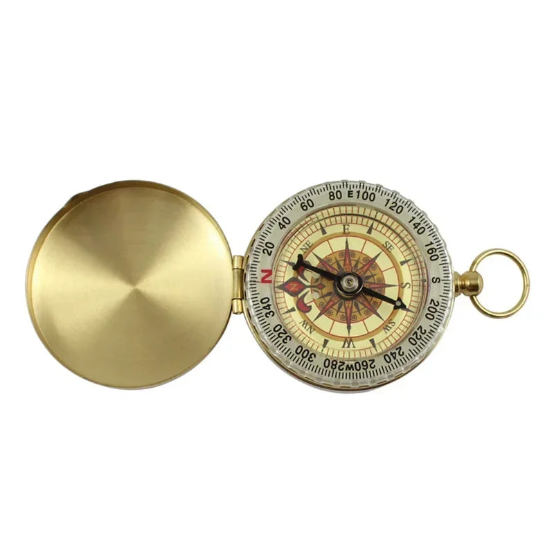 Compass New Outdoor Camping Hiking Portable Pocket Brass Gold Color Copper Compass Navigation with Noctilucence Display