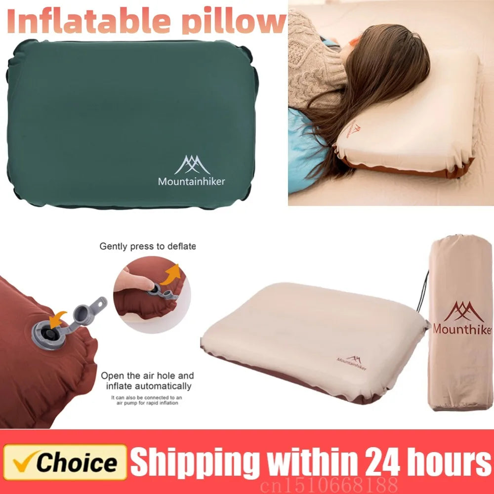 Camping Air Pillow High Rebound Compressible Travel Sponge Pillow Neck Protect Portable Self Inflating Pillow for Camping Hiking