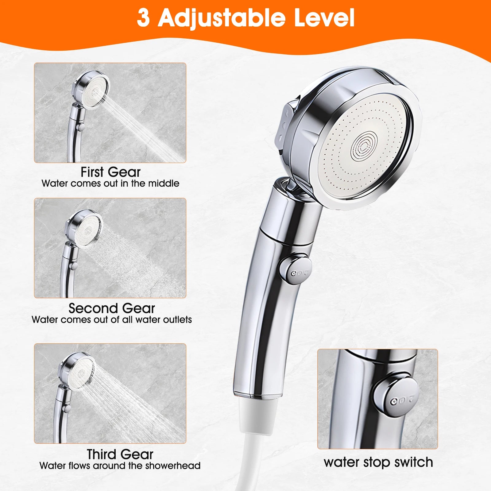 Portable Camping Shower - Rechargeable 7800mAh Pump with Showerhead, Low Noise, Temp & Battery Display for Camping, Beach