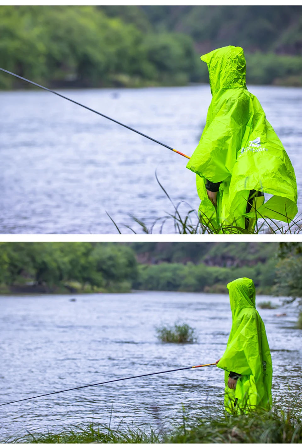 3 In 1 Outdoor Raincoat Hooded Sleeve Long Waterproof Rain Poncho Motorcycle Rain Cover Camping Hiking Travel Rainwear Tent