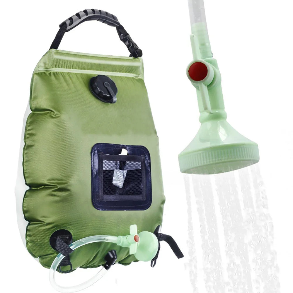 1pcs 20 Liter Portable Solar Heated Camping Shower Bag With Detachable Hose Switch Shower Head Suitable For Camping Trips