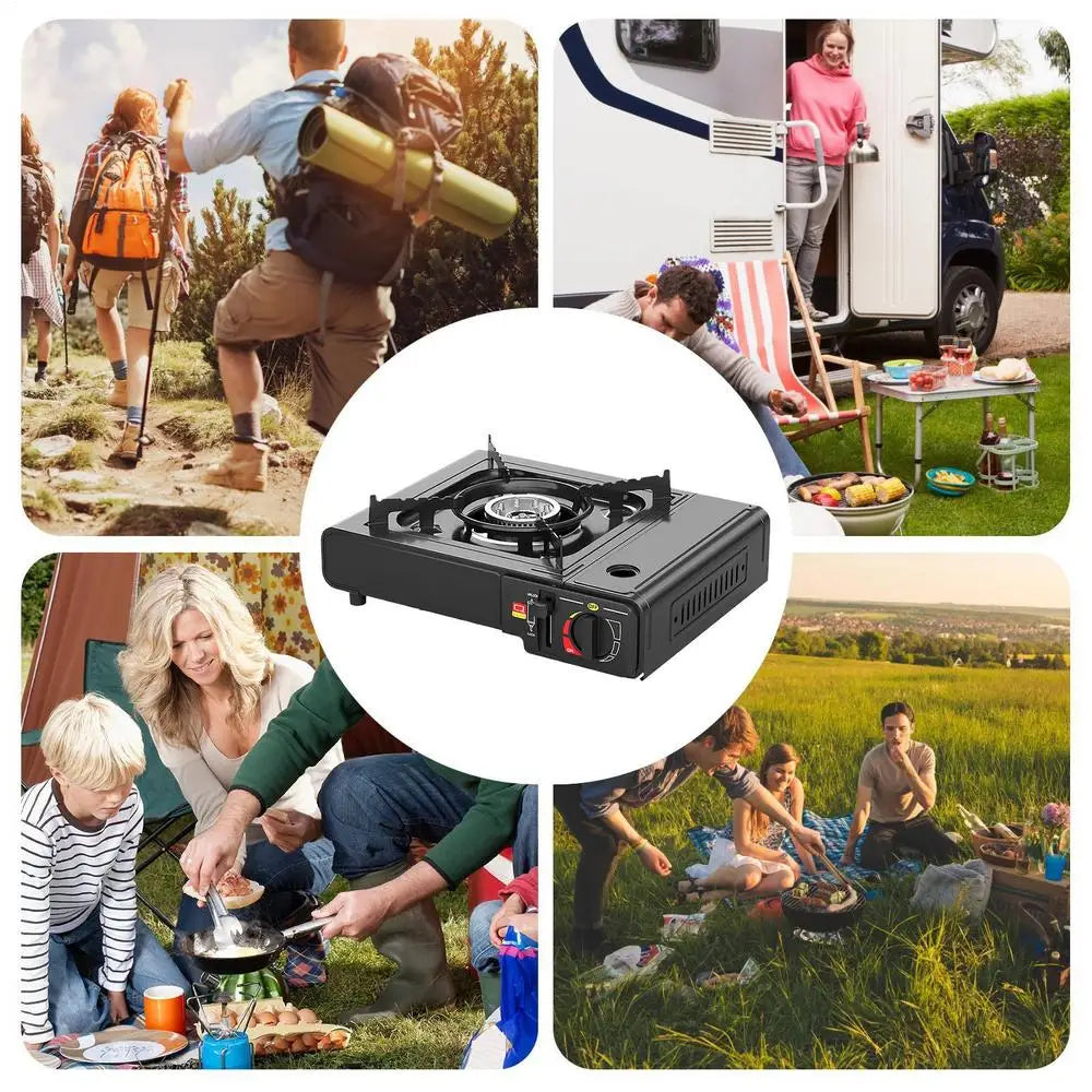 Portable Stove For Camping Compact Camping Stove Powerful Burner Heavy Duty Cooker Multi-Stage Flame Control Automatic Ignition