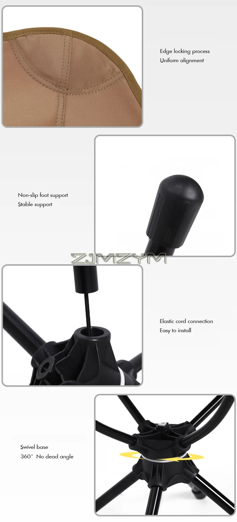 Swivel Portable Camping Chair Compact Collapsible Folding Chair with Carry Bag - Support 140kg - Outdoor Backpacking Chair