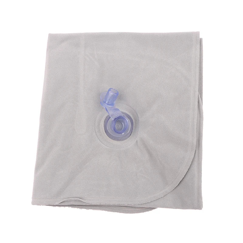 Portable Inflatable Flocking PVC Pillow Camping Sleeping Air Pillow For Travel Outdoor Hiking Flight Foldable Head Rest Pillow