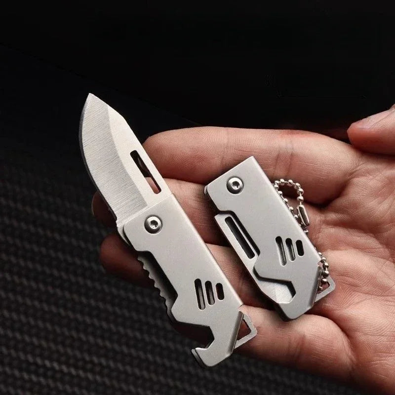 1PC Mini Folding Knife Steel Portable Camping Survival Knife Pocket Folding Knife Self-defense Keyknife Keychain Pendant