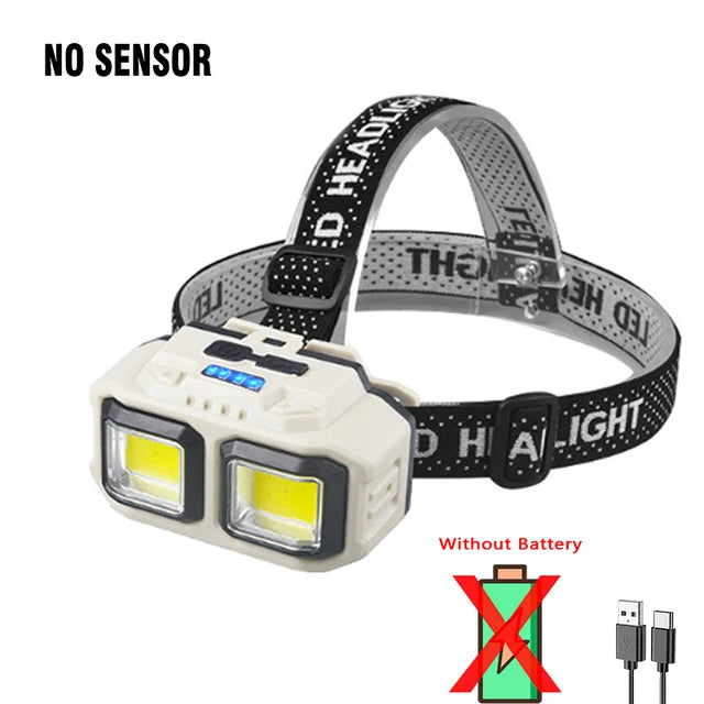 Powerful LED Induction Headlamp 4 Lighting Modes Type-C Charge Head Flashlight Outdoor Waterproof Camping Fishing Headlight