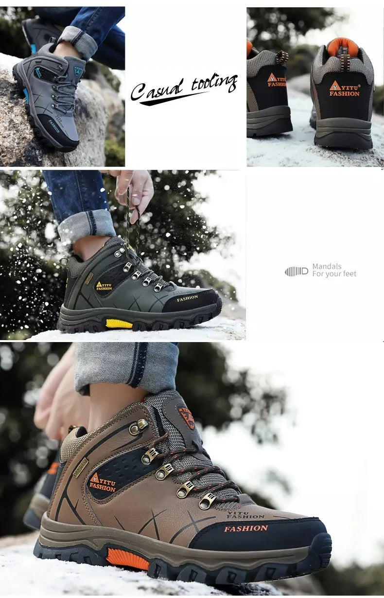 Hiking Shoes Men Ankle Boots Outdoor Camping Anti-collision Climbing Shoe Lace Up Climbing Trekking Sneakers
