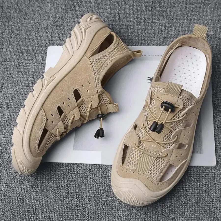 2025 Barefoot Beach Shoes Camping Travel Baotou Sandals Men's Outerwear Trendy Cool Slippers Mesh Quick Drying Sports Sweatproof